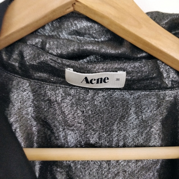 Acne Patrice Metallic Silver Blouse 38 8 - Picture 4 of 10